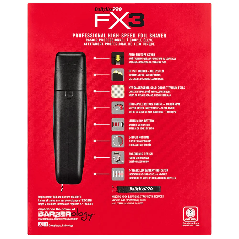 BaBylissPRO FX3 Professional High Speed Foil Shaver - Black - Image 5