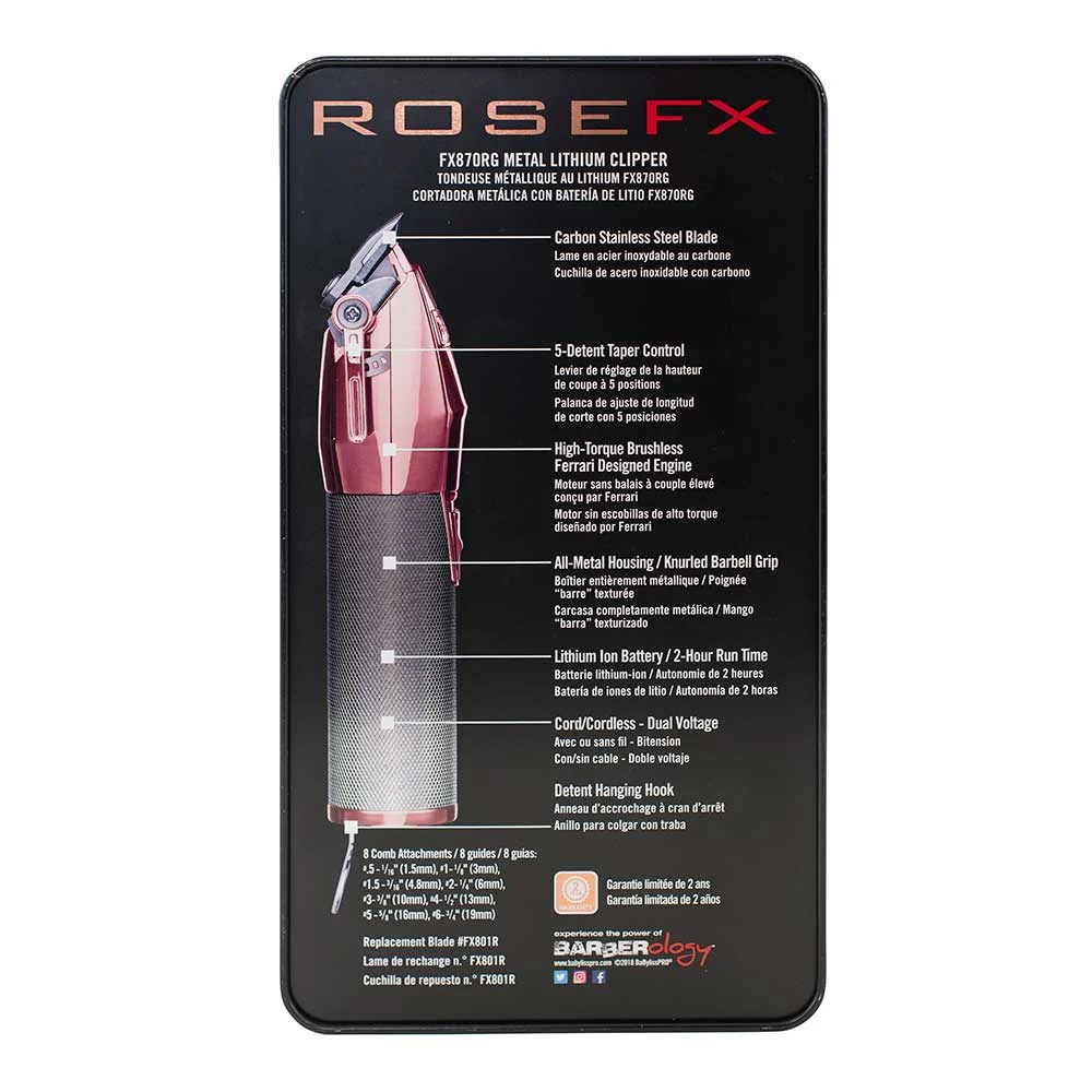 BaBylissPRO RoseFX Lithium Clipper Rose Gold - Image 3