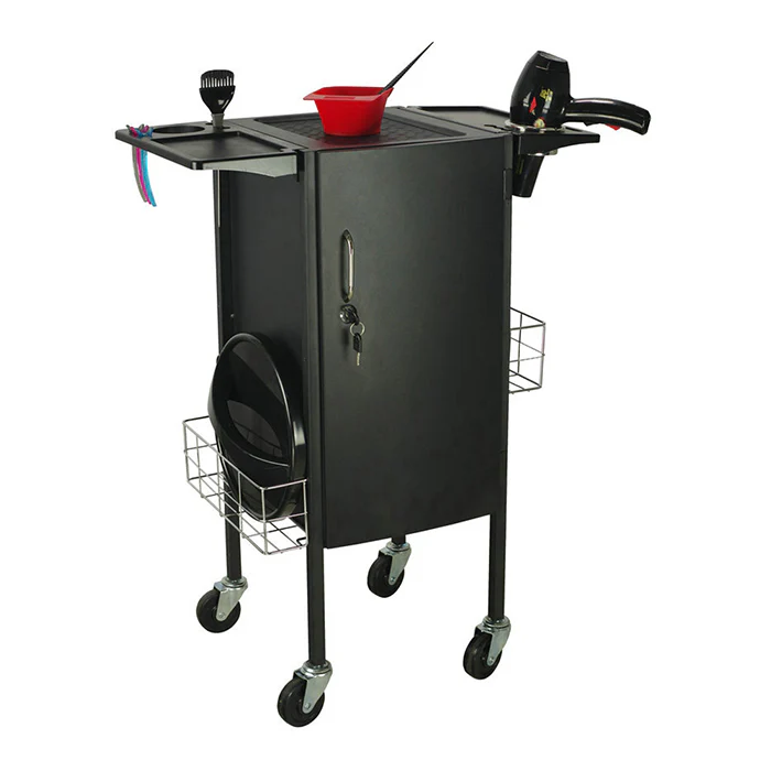 Beauty Supply Co. Deluxe Lockable Metal Trolley Black - Image 3