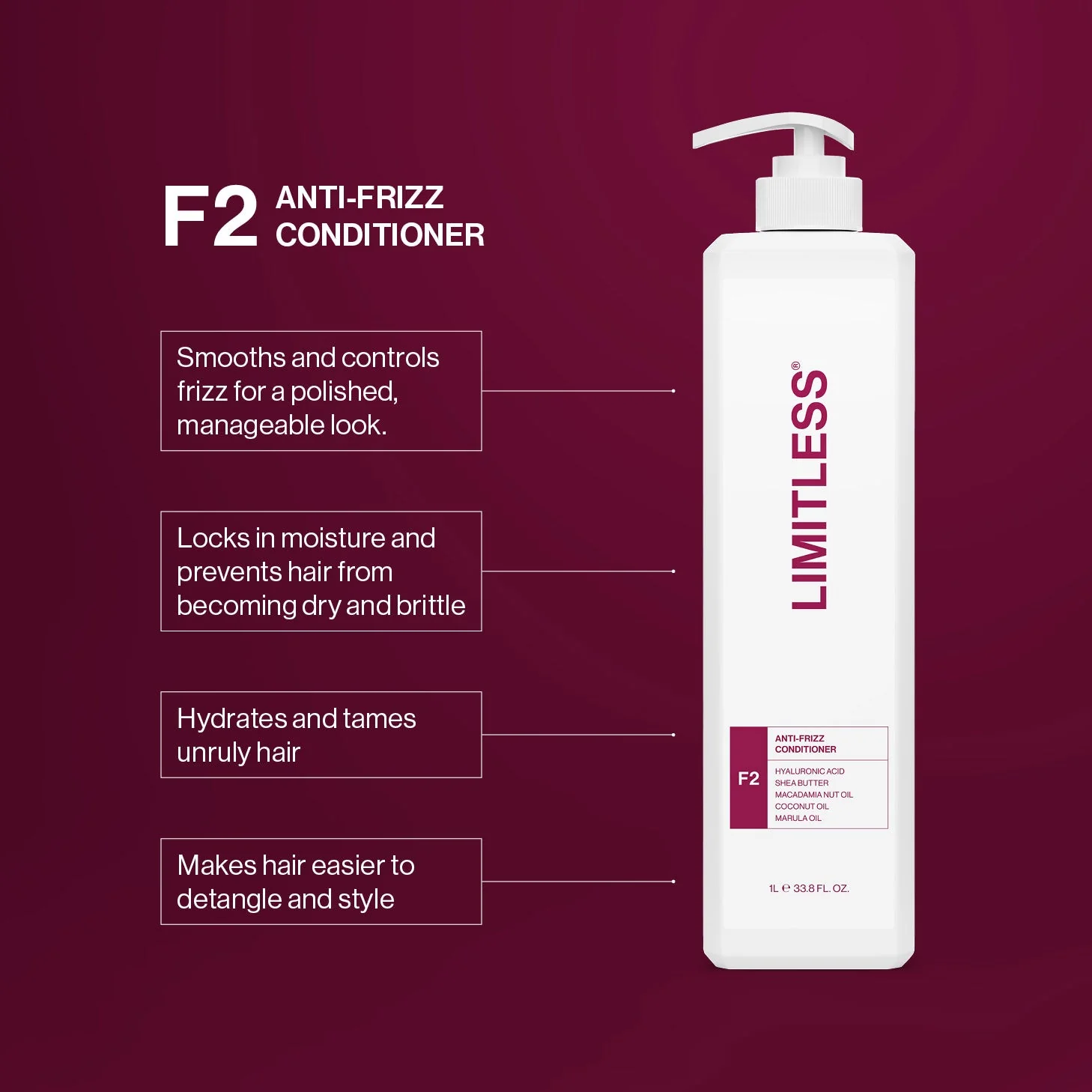 Limitless F2 Anti-Frizz Conditioner 1L - Image 4