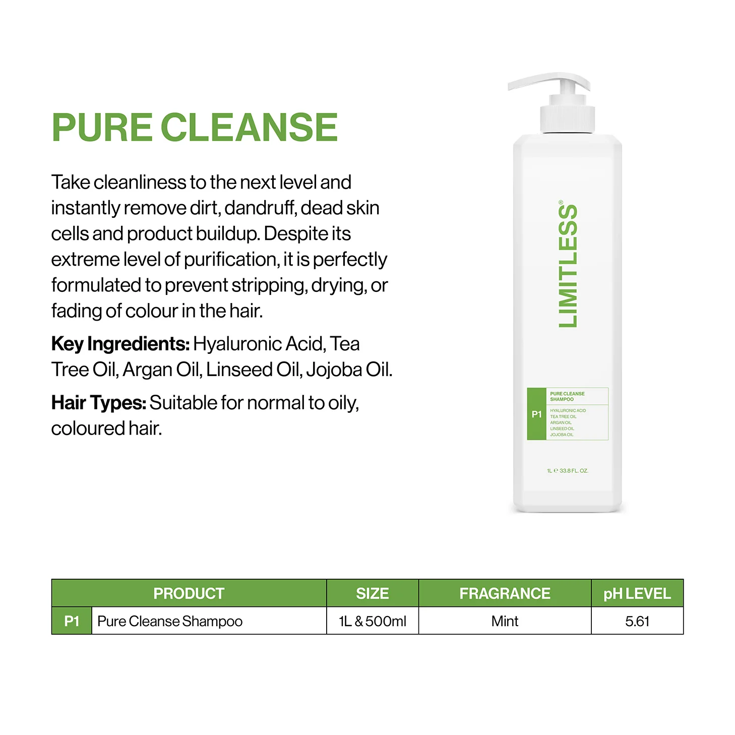 Limitless P1 Pure Cleanse Shampoo 500ml - Image 6