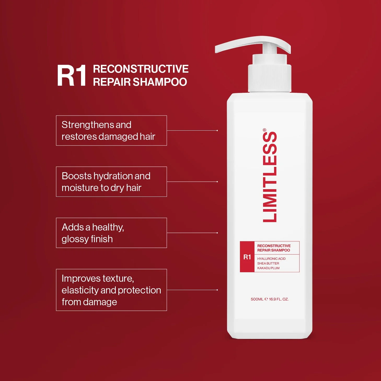Limitless R1 Reconstructive Repair Shampoo 500ml - Image 4