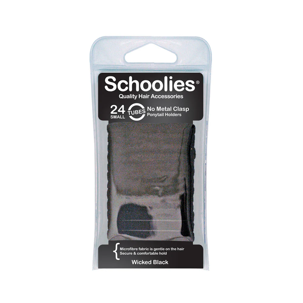 Schoolies #SC278 Tubes Small Ponytail Holders Wicked Black 24pc